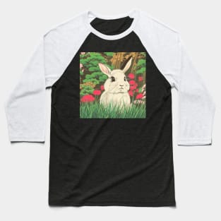 Vintage Mini Lop Rabbit Baby Bunny in Floral Nature Baseball T-Shirt